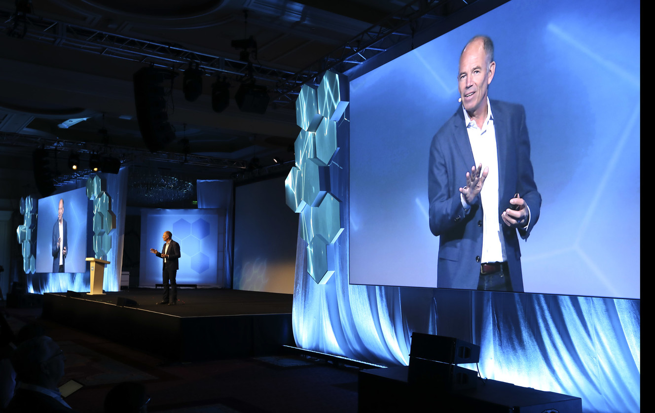 Marc Randolph, the co-founder and first CEO of Netflix, gives the keynote address at the Healthcare Analytics Summit, a conference about digital innovation and disruption in health care, at the Grand America Hotel in Salt Lake City on Wednesday, Sept. 12, 2018. (Photo: Steve Griffin, KSL)