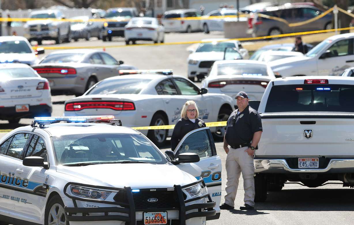 Police investigate an officer-involved shooting in West Valley City on Tuesday, March 20, 2018. A Granite School District police officer shot a driver who the officer said tried to run over him. (Photo: Jeffrey D. Allred, Deseret News)