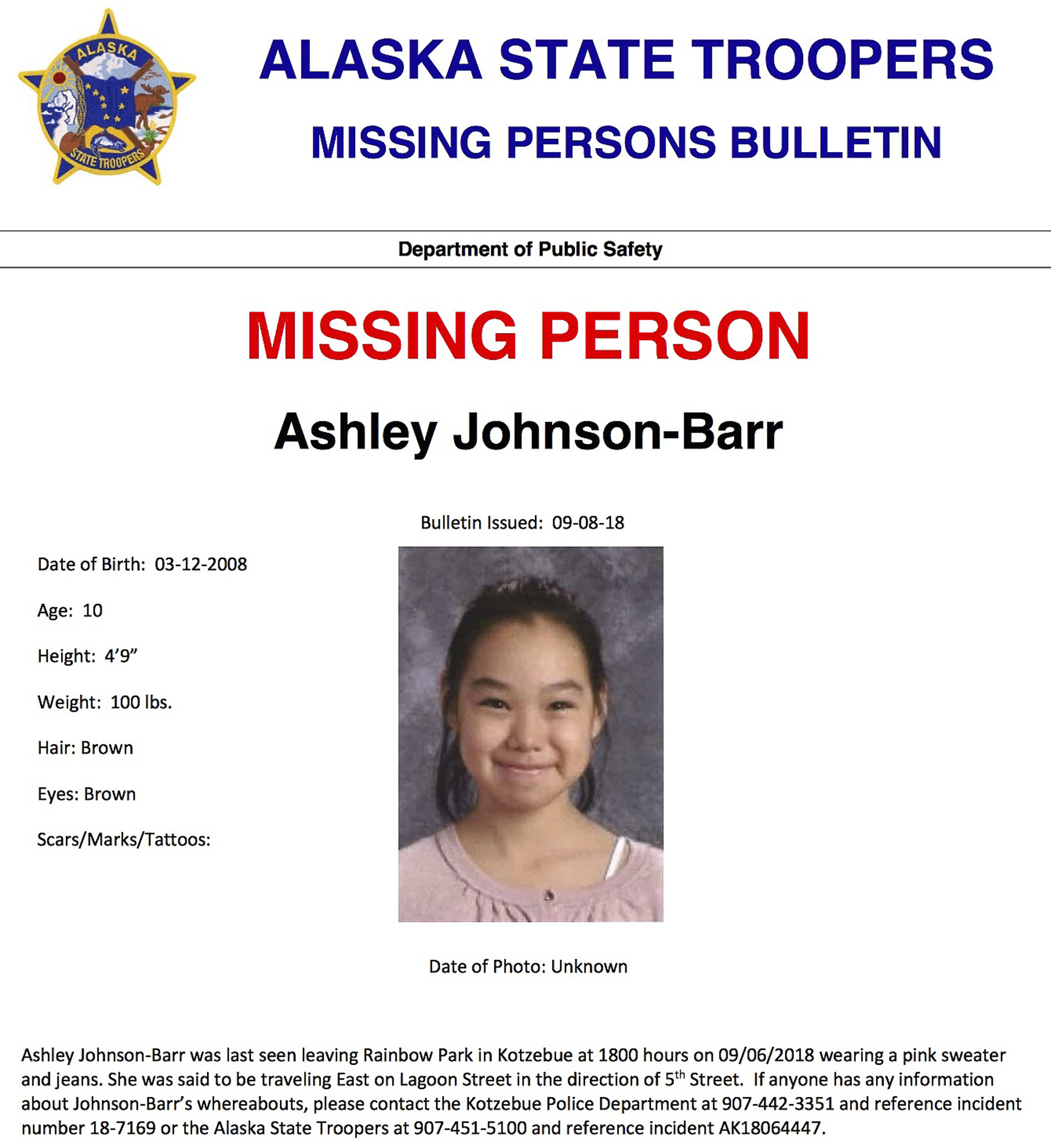 17 FBI agents help in search for missing Alaska girl