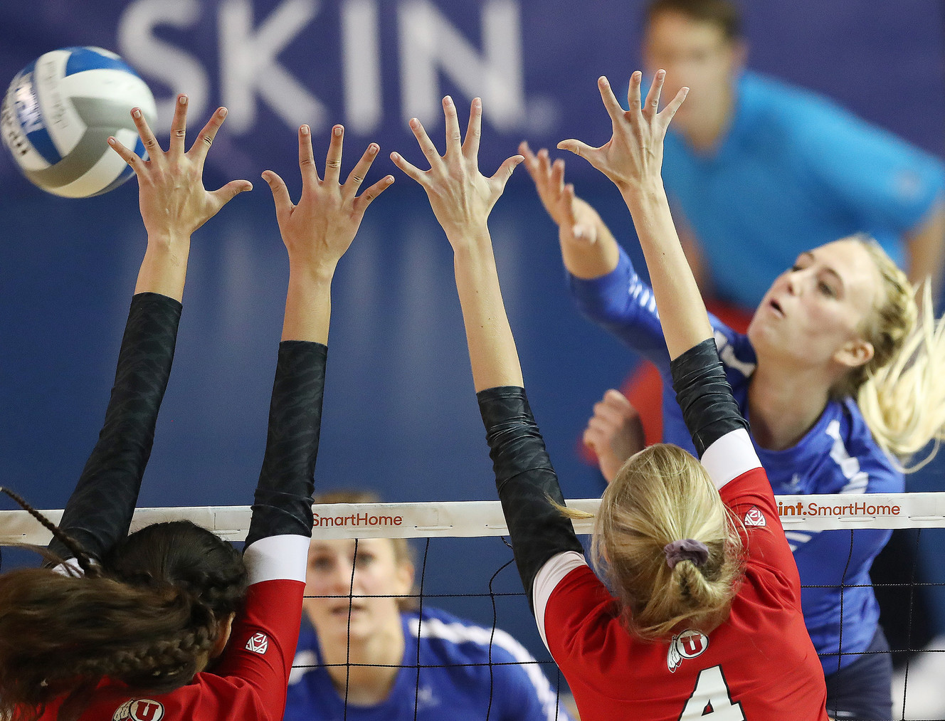 BYU's McKenna Miller hits against Utah in Provo on Thursday, Sept. 13, 2018. (Photo: Jeffrey D. Allred, Deseret News)