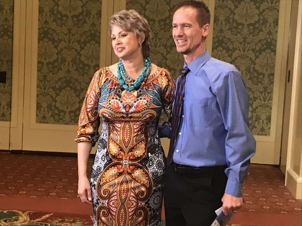 Elaine Walters-Case, left, and with her husband John discusses her experience receiving cancer treatment at the Huntsman Cancer Institute in Salt Lake City on Thursday, Sept. 20, 2018. Photo: Ashley Imlay, KSL