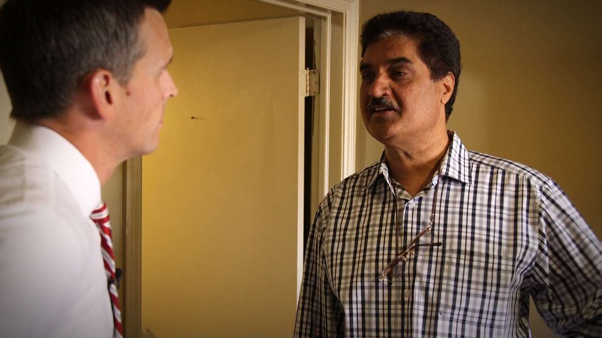 Jaswinder Singh, the owner of the Gateway Inn, talks with KSL TV's Mike Headrick. Photo: KSL TV