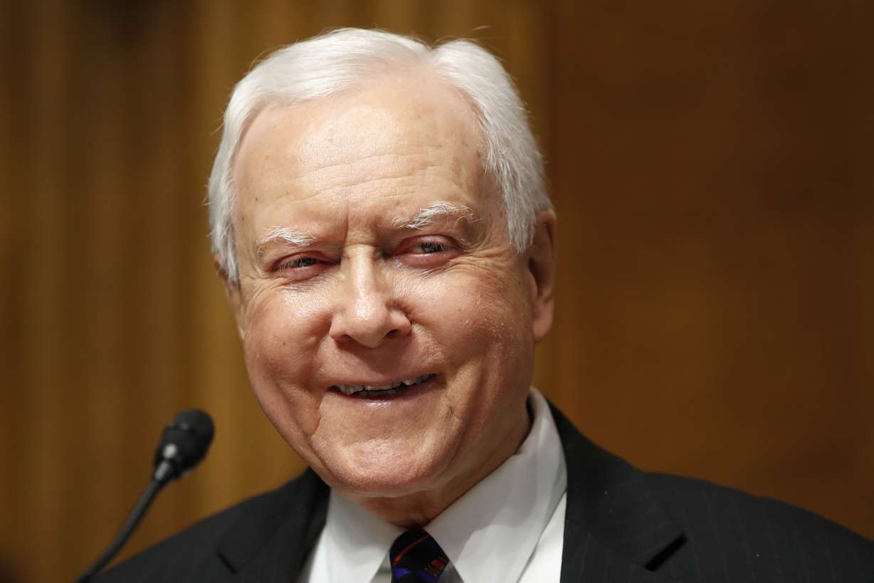 Sen. Orrin Hatch, R-Utah, smiles during a Senate Judiciary Committee hearing on music protections, Tuesday, May 15, 2018, on Capitol Hill in Washington.