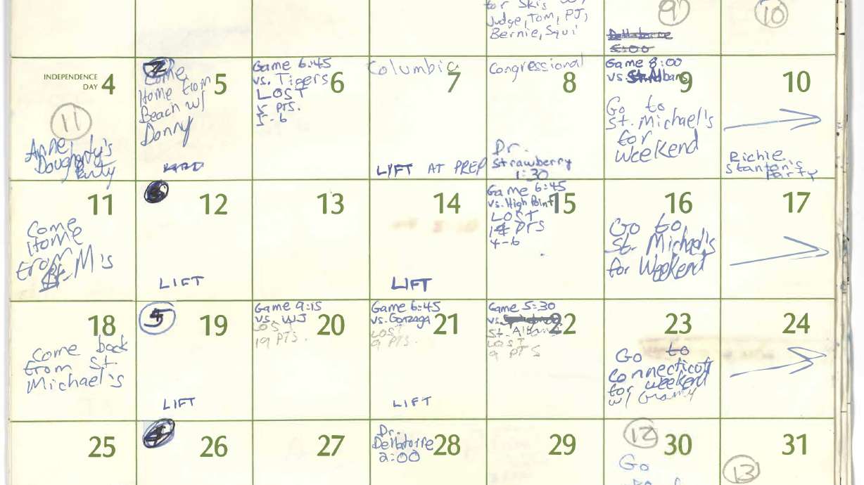 What's in Kavanaugh's '82 calendar: sports, movies, parties