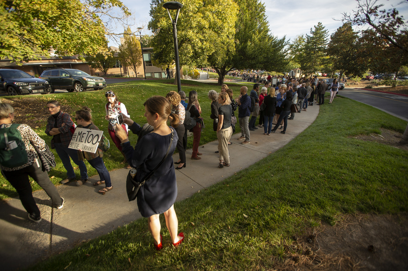 Hundreds line up trying to get in to hear Anita Hill speak at the Obert C. and Grace A. Tanner Humanities Center at the University of Utah in Salt Lake City on Wednesday, Sept. 26, 2018. (Photo: Scott G Winterton, KSL)
