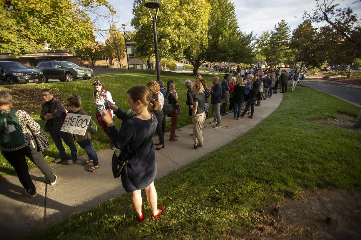 Hundreds line up trying to get in to hear Anita Hill speak at the Obert C. and Grace A. Tanner Humanities Center at the University of Utah in Salt Lake City on Wednesday, Sept. 26, 2018. (Photo: Scott G Winterton, KSL)