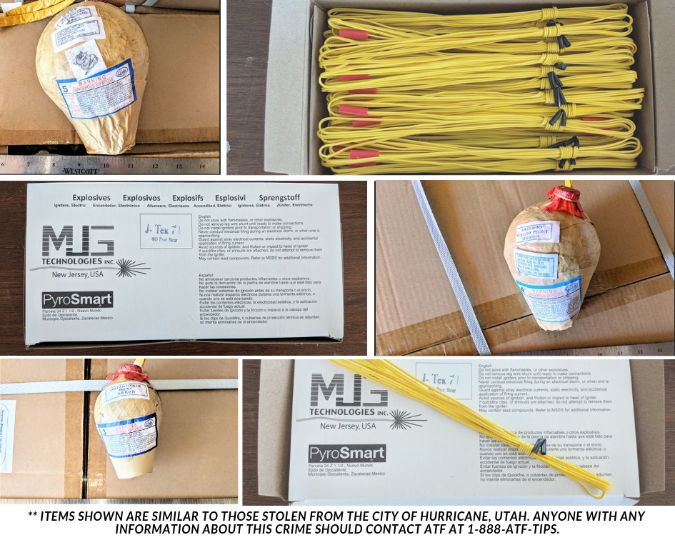 $5,000 reward offered for information about fireworks stolen from southern Utah city