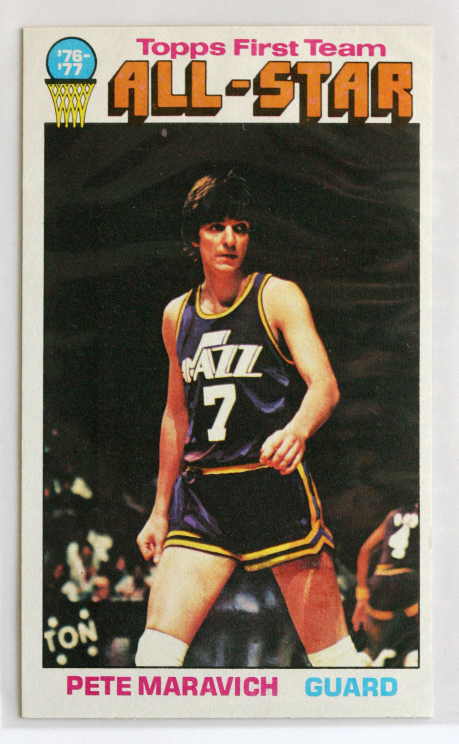 Photo of Pete Maravich's sports card taken at Overtime Sports Cards in Midvale on Monday, April 6, 2009. (Photo: Kristin Murphy, KSL)