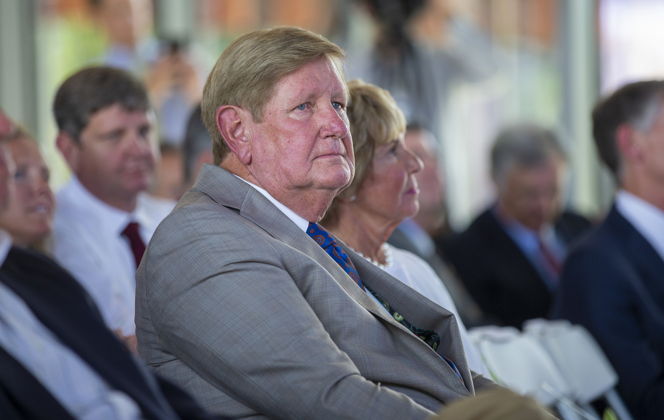 Philanthropist Kem C. Gardner and his wife, Carolyn, watch a video presentation during the grand opening of Intermountain Healthcare's Kem C. Gardner Transformation Center in Murray on Wednesday, Sept. 19, 2018. (Photo: Scott G Winterton, KSL)