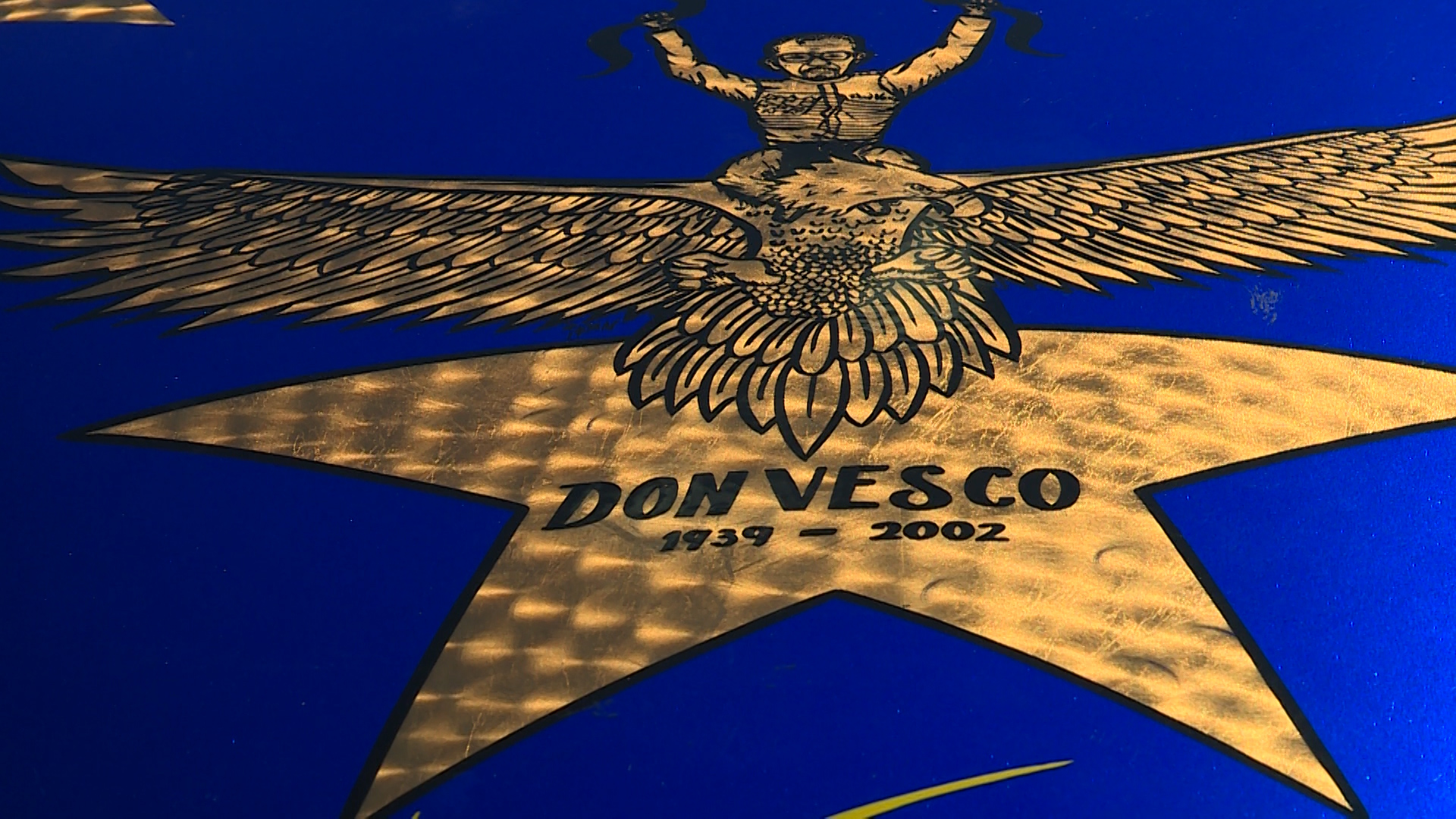 Don Vesco set the land speed world record for their class in 2001, before dying of prostate cancer. Now his image is painted on the nose of Team Vesco's car. Photo: Sean Estes, KSL TV