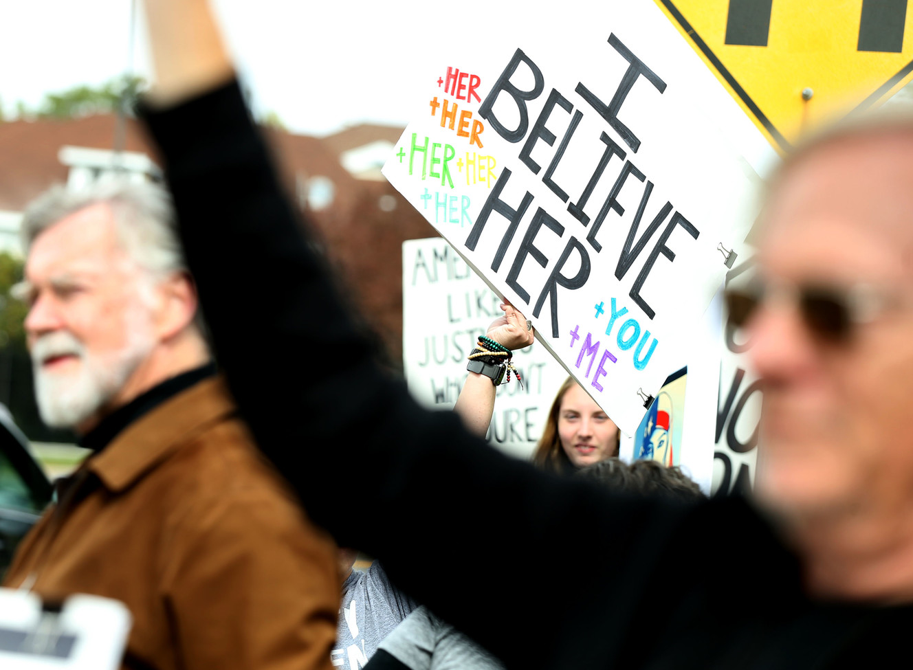 A group gathers at State Street and Second Avenue to show their opposition to Brett Kavanaugh and support for survivors of sexual violence in Salt Lake City on Saturday, Oct. 6, 2018. (Photo: Laura Seitz, KSL)
