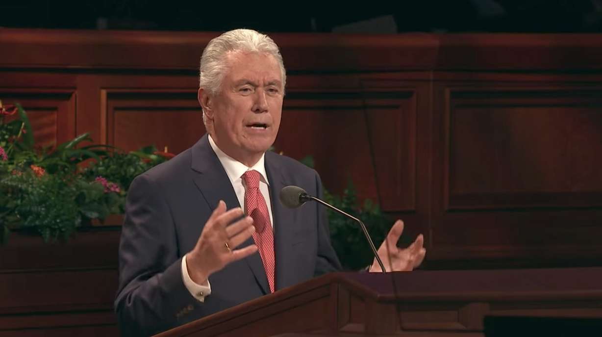 “Believe, love and do,” Elder Dieter F. Uchtdorf of the Quorum of Twelve Apostles told the congregation at general conference on Sunday, October 7, 2018. (Photo: YouTube, LDS General Conference)