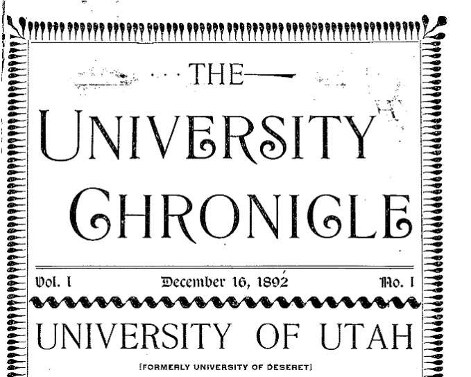 The letterhead from the University Chronicle newspaper in December 1892. The first newspaper ran a little more than three years before Utah became a state. (Photo: Utah Digital Newspapers)