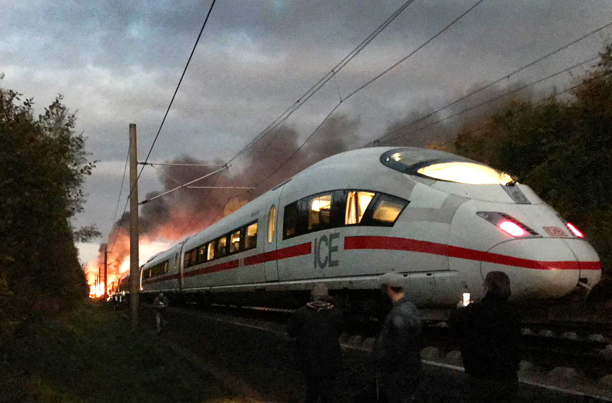 Train catches fire in southern Germany; no injuries