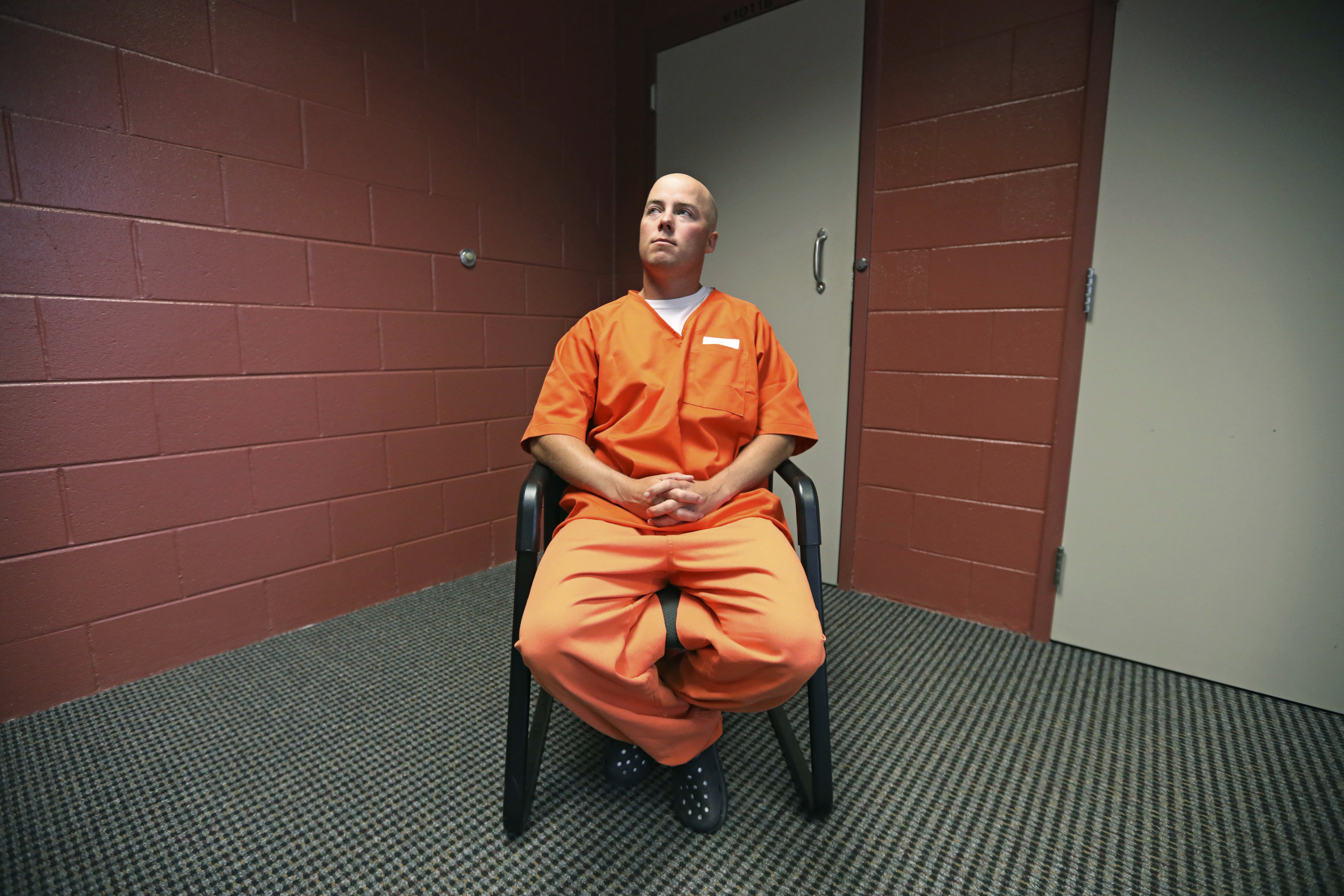 In this Tuesday, Oct. 9, 2018, photo, inmate Russell Henderson looks on during a prison interview at Wyoming Medium Correctional Institution, in Torrington, Wyo. Photo: AP Photo