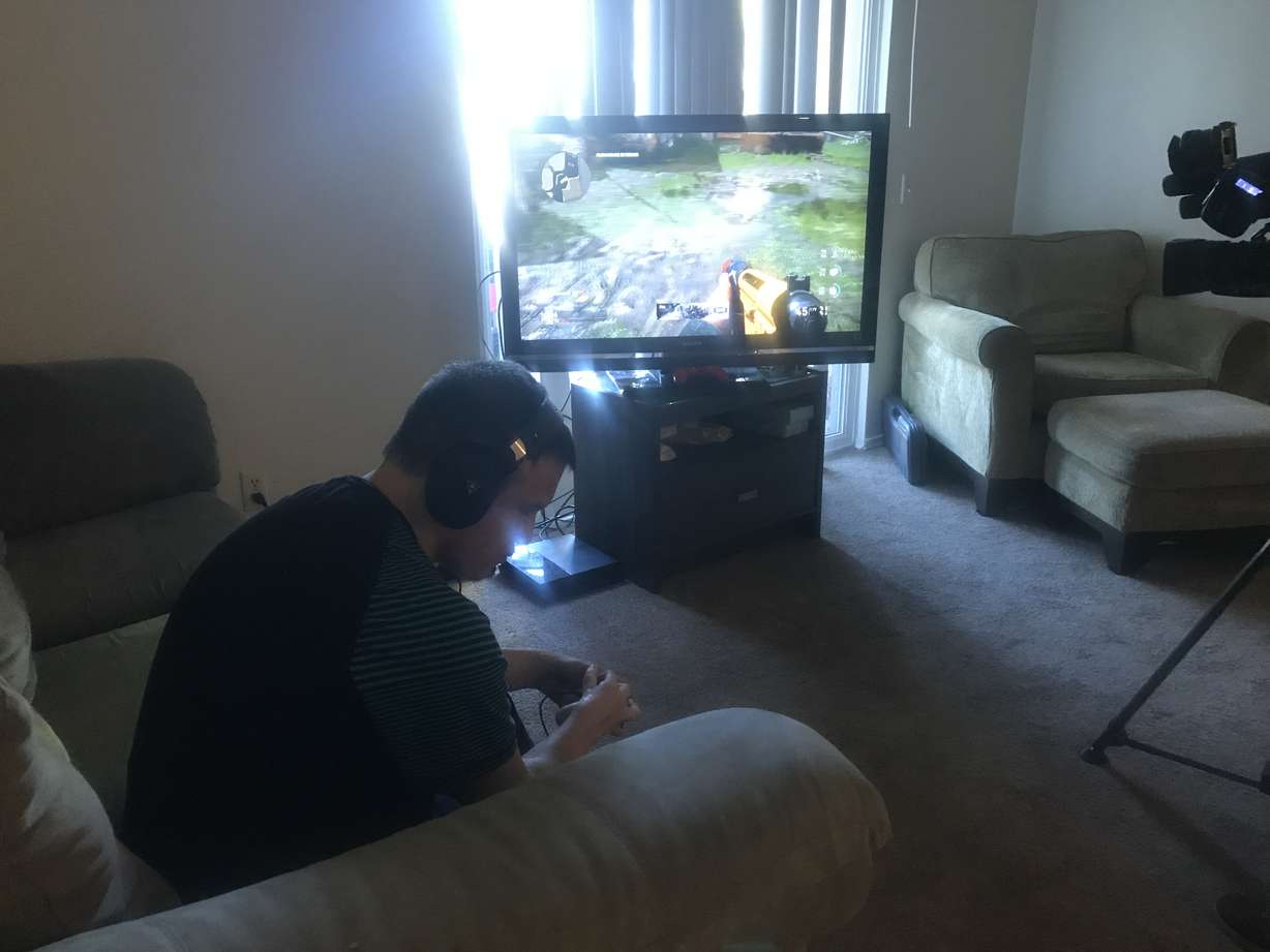 Recently, TJ hit 10,000 kills on “Call of Duty: World War II” and he’s gaining worldwide attention online as TJ the Blind Gamer. Photo: KSL TV