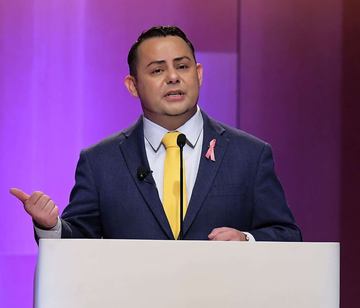 Lee Castillo, Democrat, speaks during Utah’s 1st Congressional District Debate on Wednesday, Oct. 17, 2018, at Utah State University in Logan. (Photo: Eli Lucero, The Herald Journal)