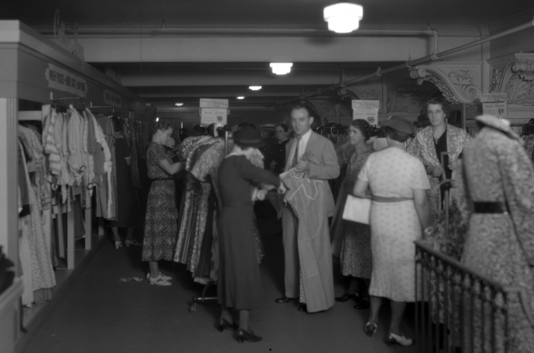A group of people shop at a Sears location in Salt Lake City on Aug. 31, 1937. Sears opened its first retail store in 1924 after a few years of mail-order retail. (Photo: Utah State History)