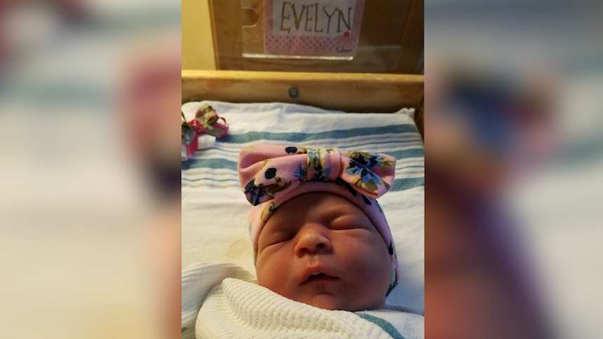 Evelyn Stevenson weighed 7 pounds 13 ounces and measured 20 inches long. Photo: Courtesy Lane Stevenson via EastIdahoNews.com