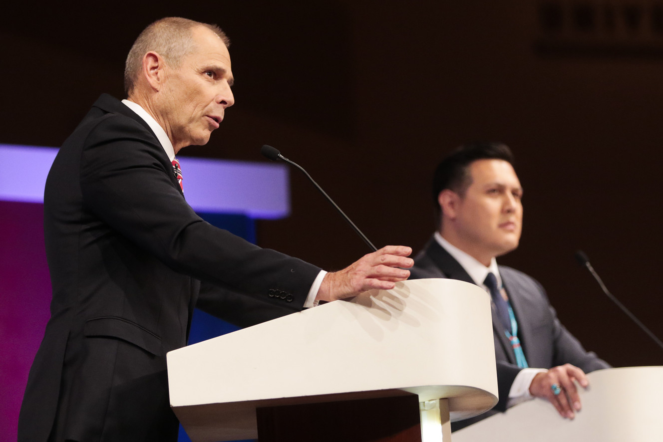 U.S. Rep. John Curtis speaks during the debate for the 3rd Congressional District seat at the Sorensen Student Center Grande Ballroom at Utah Valley University on Tuesday, October 23, 2018, in Orem. (Photo: Evan Cobb)