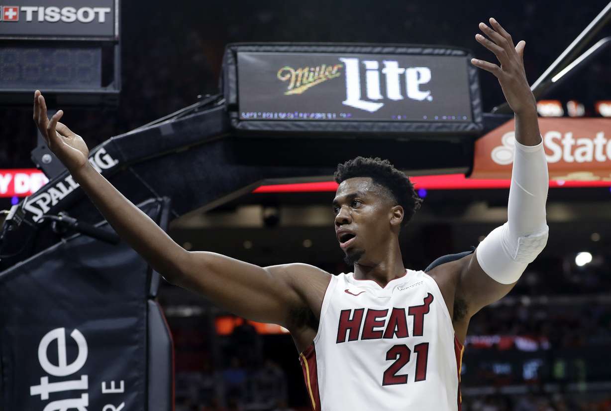 Hassan Whiteside playing with the Miami Heat.