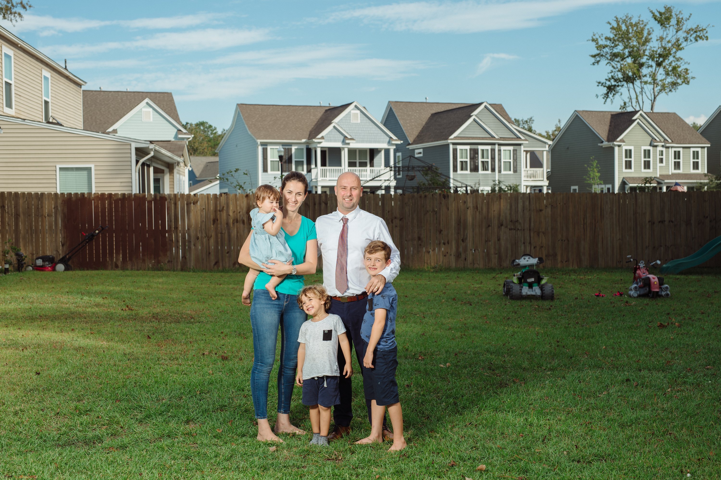 The Lanternaris with their three kids, Maya, 1; Yanay, 3; and Daniel, 6, at a friend's house in Charleston. (Photo: Mike Belleme for CNN)
