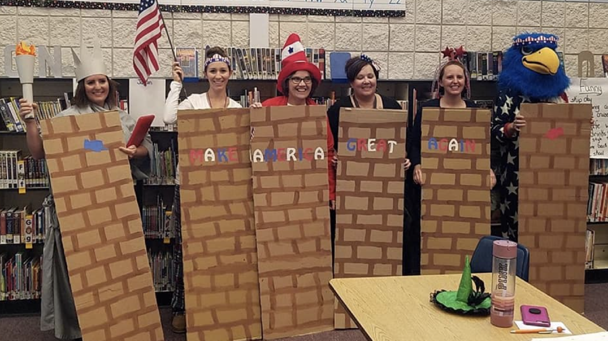 Idaho teachers in border wall Halloween costumes put on paid leave