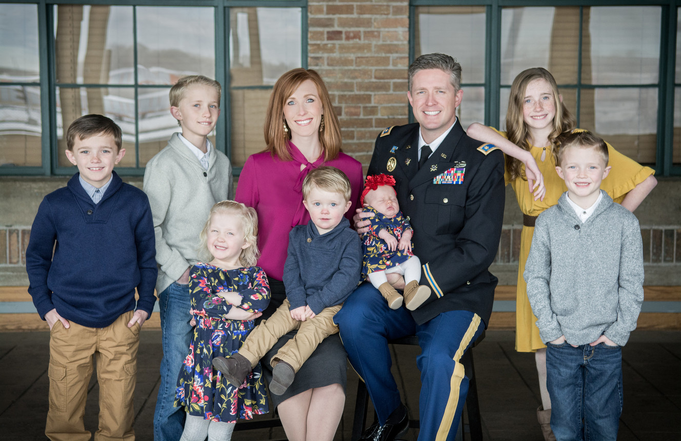 North Ogden Mayor Brent Taylor, who also served as a major in the Utah Army National Guard, is pictured with his wife and seven children. Taylor was killed in Afghanistan on Saturday, Nov. 3, 2018. He deployed in January 2018 for an anticipated 12 months of military service. His deployment marked the first known time in state history a sitting mayor left for wartime service in Utah. (Photo: Westbroek Studio)
