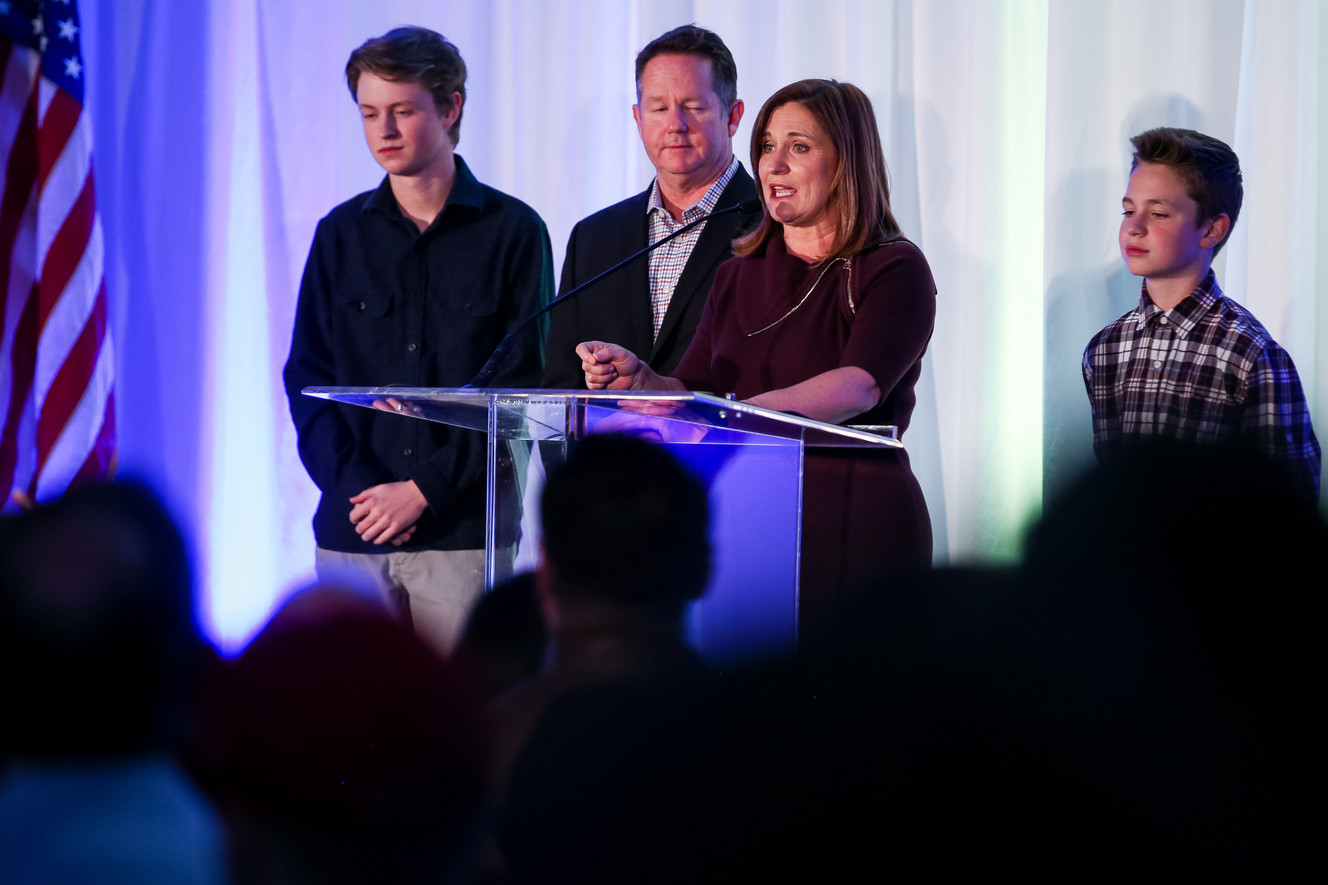 Salt Lake County Councilwoman Jenny Wilson concedes her race for U.S. Senate to Mitt Romney at an election night event for the Utah Democratic Party at the Radisson in Salt Lake City on Tuesday, Nov. 6, 2018. (Photo: Spenser Heaps, KSL)