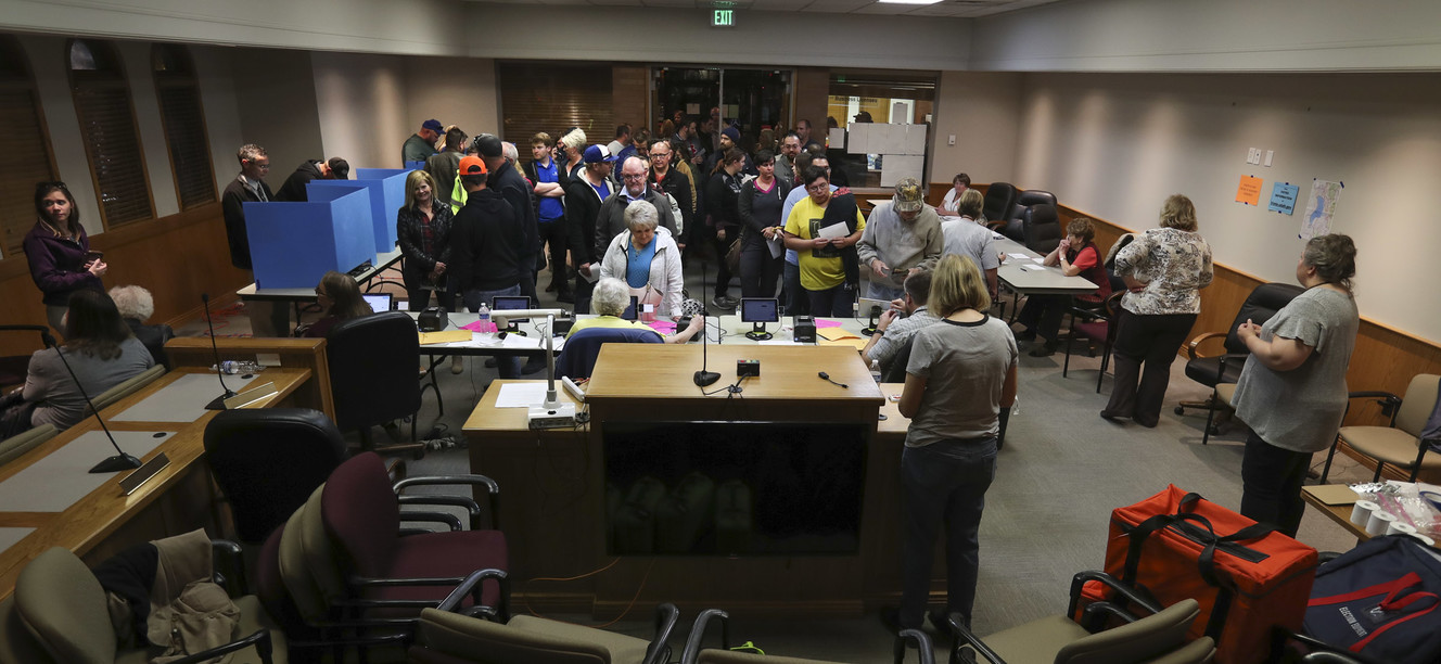 Citizens in Lehi wait in a line to cast their votes at the Lehi City Administration Offices in on Tuesday, Nov. 6, 2018. (Photo: Steve Griffin, KSL)
