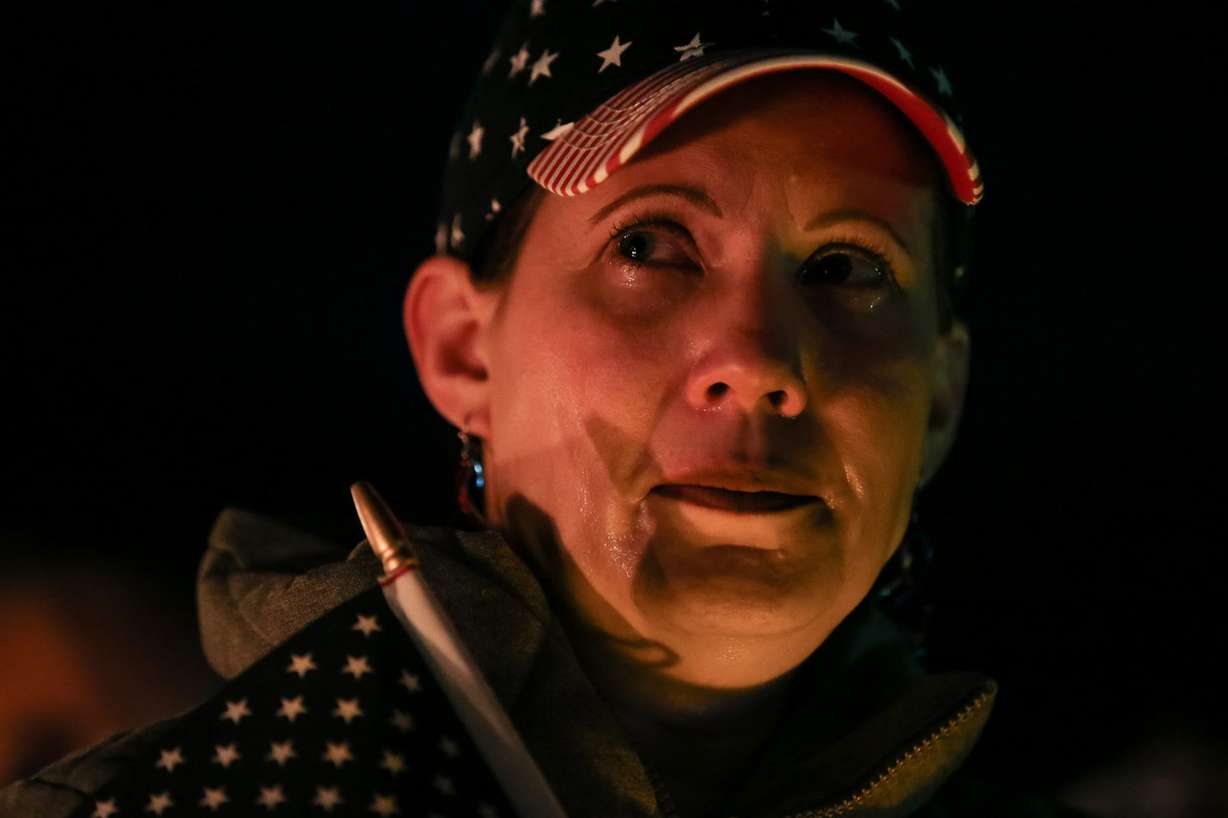 Kassy Coombs attends a vigil honoring Maj. Brent Taylor outside his home in North Ogden on Wednesday, Nov. 7, 2018. Taylor, mayor of North Ogden and a major in the Utah Army National Guard, was killed in Afghanistan on Saturday. (Photo: Spenser Heaps, KSL)