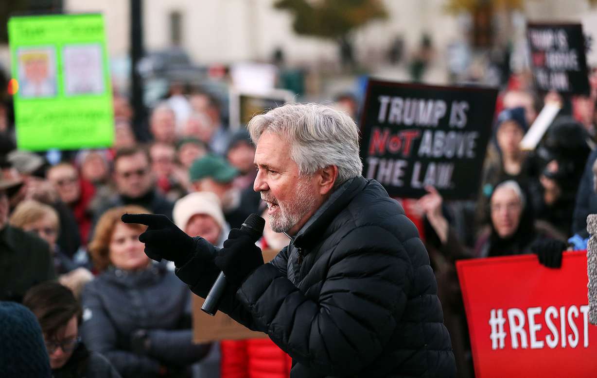 Retired Utah Court of Appeals Judge Fred Voros speaks at a rally in Salt Lake City on Thursday, Nov. 8, 2018, following the resignation of Attorney General Jeff Sessions. (Photo: Ravell Call, KSL)