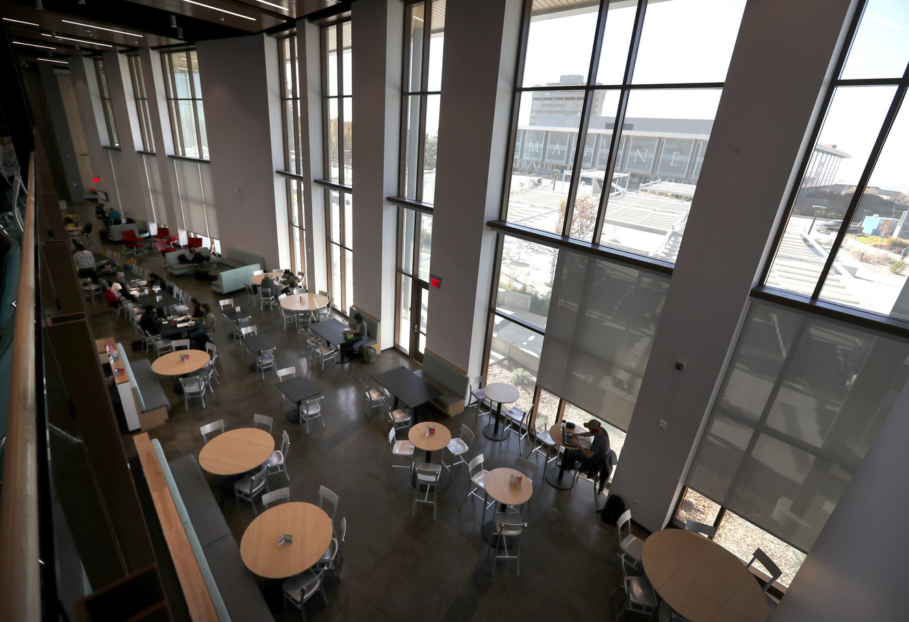 A view form inside the new Carolyn & Kem Gardner Commons building on the University of Utah campus in Salt Lake City on Friday, Nov. 9, 2018. (Photo: Steve Griffin, KSL)