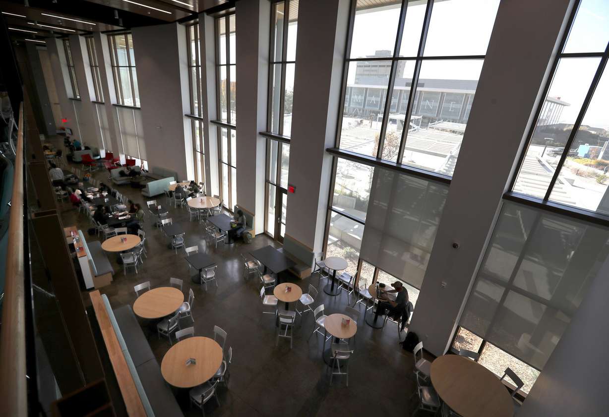 A view form inside the new Carolyn & Kem Gardner Commons building on the University of Utah campus in Salt Lake City on Friday, Nov. 9, 2018. (Photo: Steve Griffin, KSL)