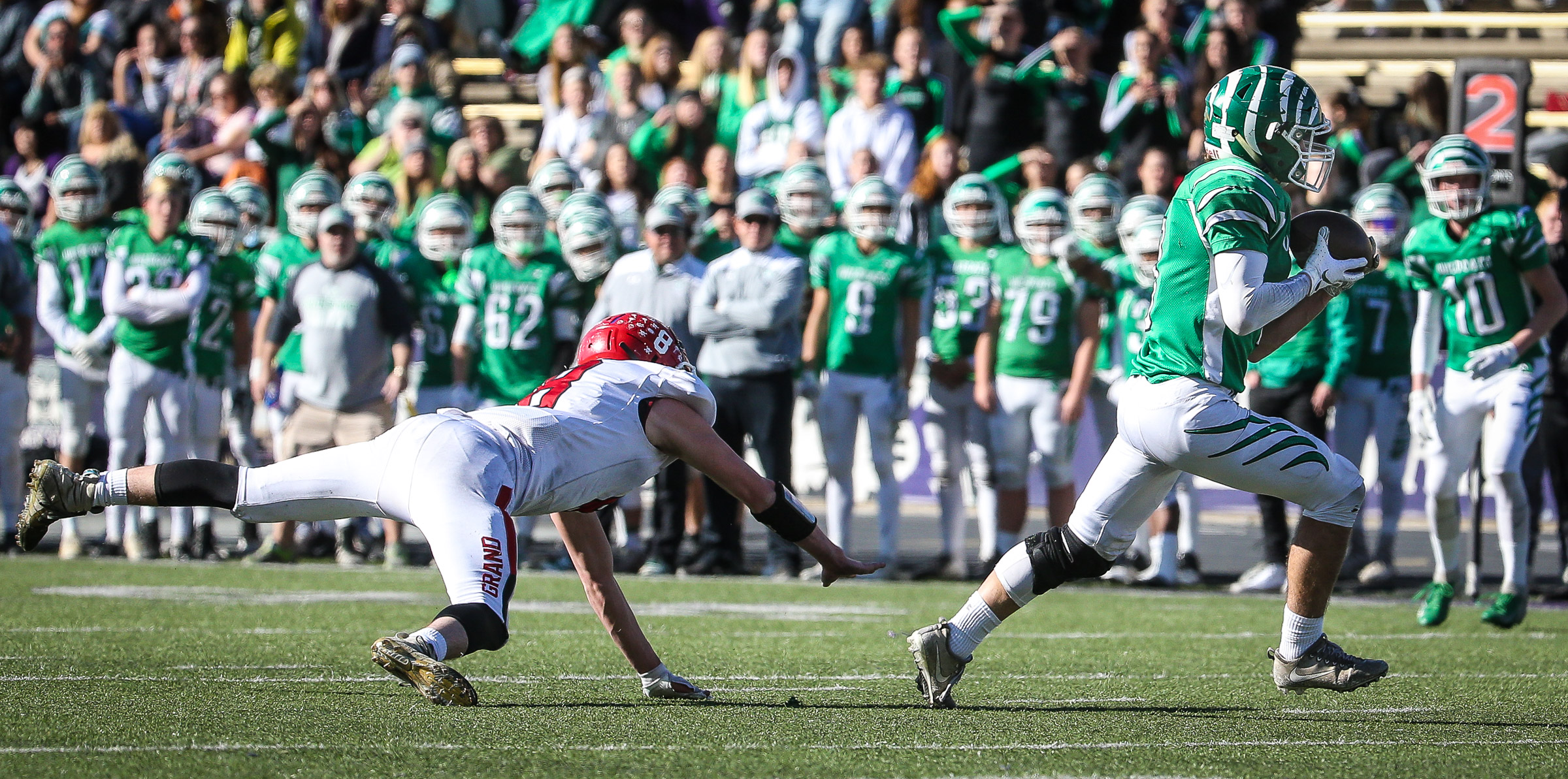 South Summit's Jared Dansie (8) runs the ball during the 2A football championship game against Grand County High School at Stewart Stadium in Ogden on Saturday, Nov. 10, 2018. (Photo: Qiling Wang for KSL)