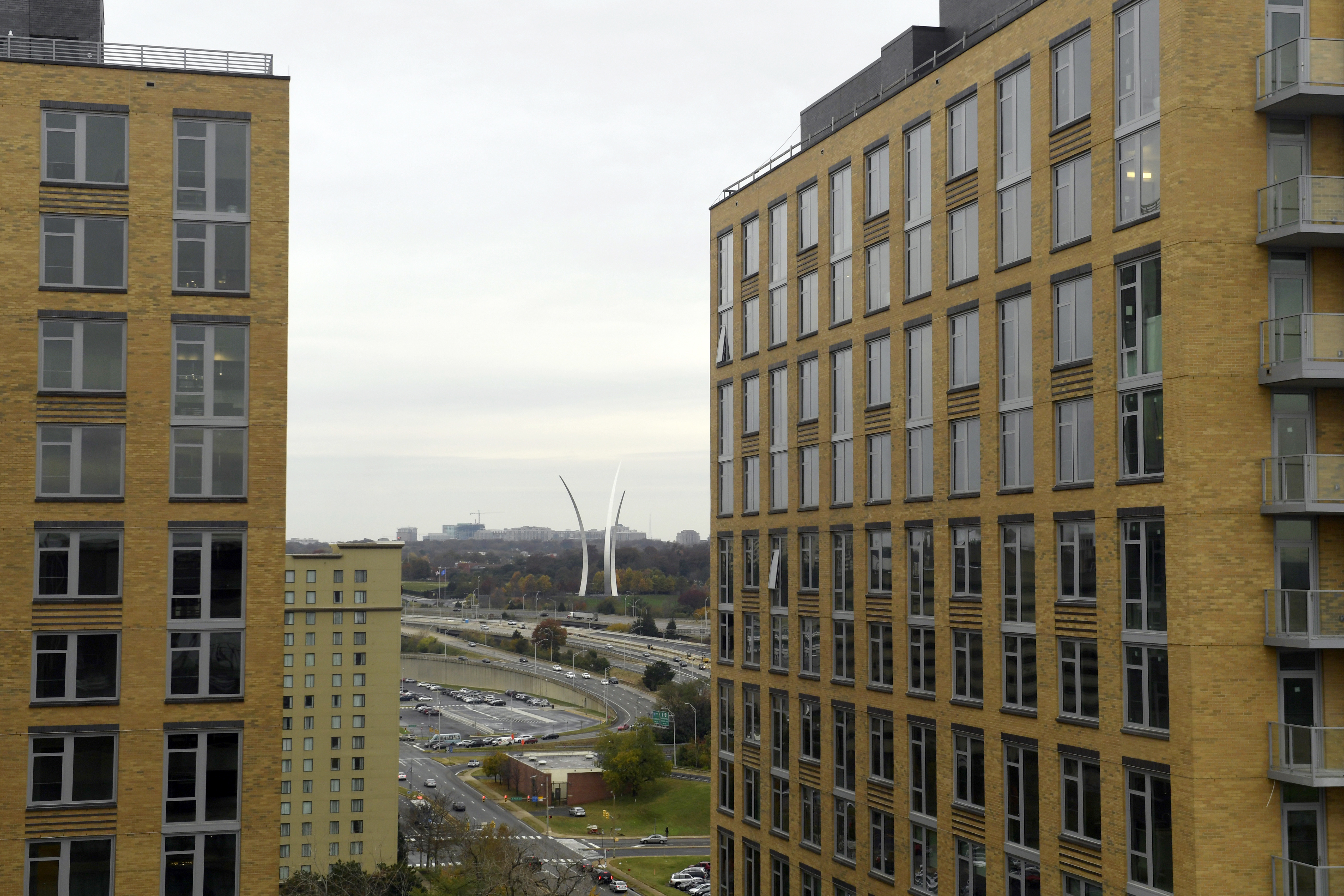 This Friday, Nov. 9, 2018, photo shows a view of Crystal City, Va., and the United States Air Force Memorial as seen from a revolving restaurant. Photo: AP Photo