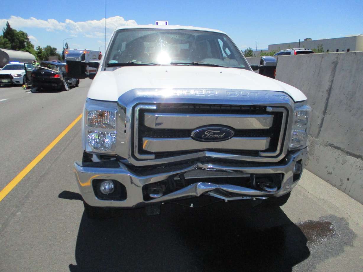 The Andersons' truck is pictured after a car crash on I-15 in Kaysville on June 21, 2018. (Photo: Utah Highway Patrol)