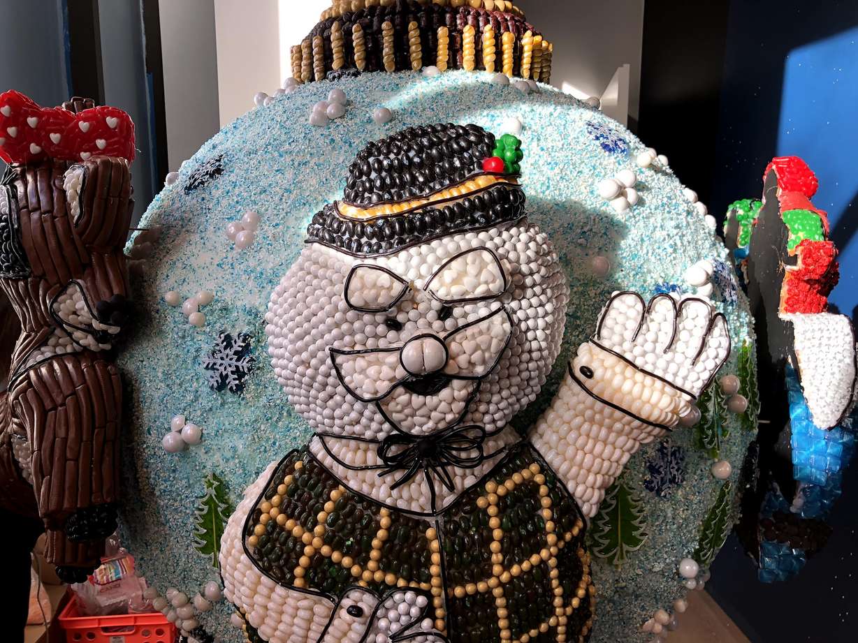 Artist Jennifer Vesper drew her inspiration for her candy ornament from the popular Christmas cartoon, "Rudolph the Red-Nosed Reindeer." (Photo: Mary Dalrymple, KSL.com)