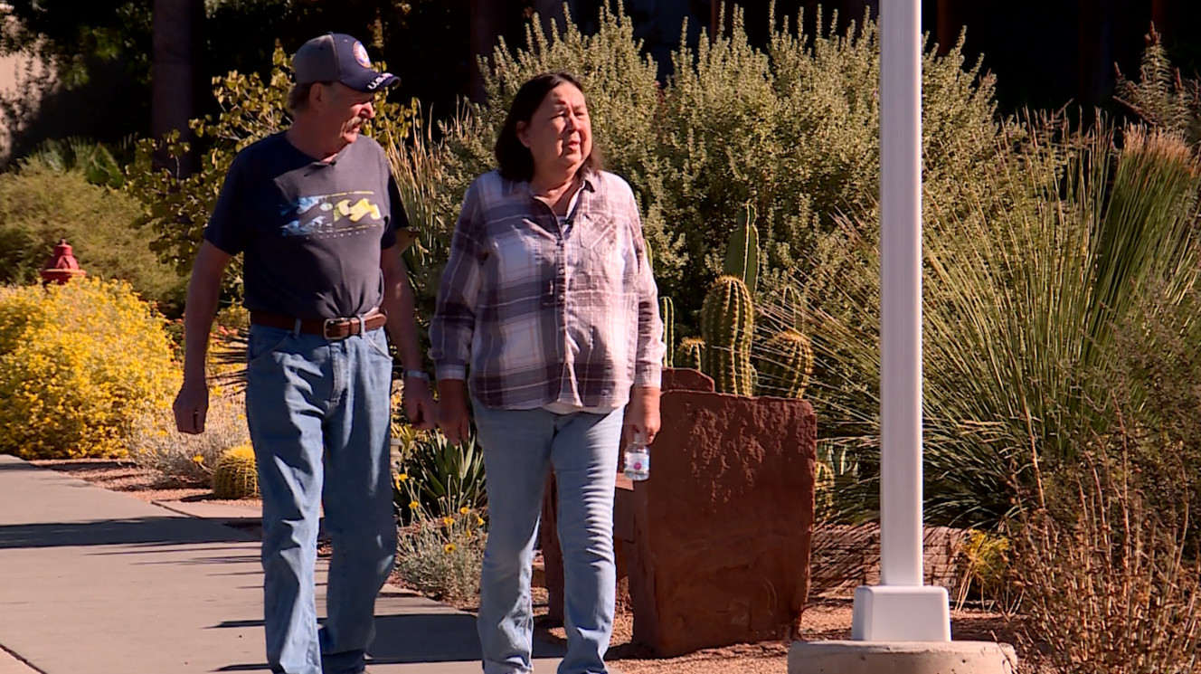 Patty and Allen Hannert have been married for 43 years and haven't let anything get in the way of their marriage, including chronic pulmonary illness. They go for walks to maintain their health. (Photo: KSL TV)