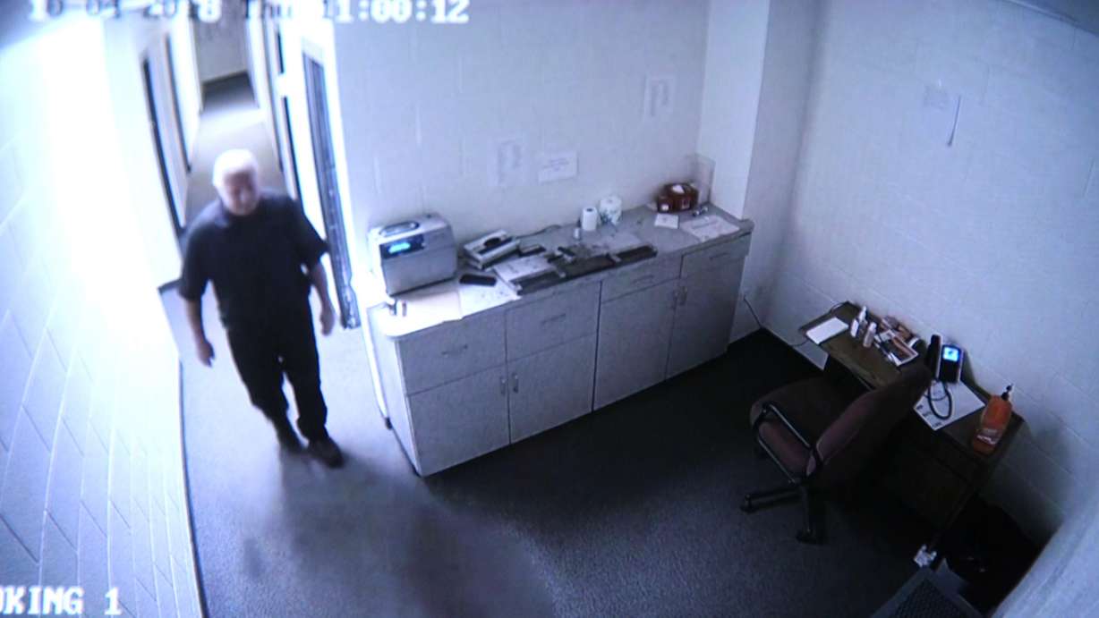 Roosevelt Police Chief Rick Harrison is seen on surveillance video on Oct. 4, 2018. Photo: Surveillance via KSL TV
