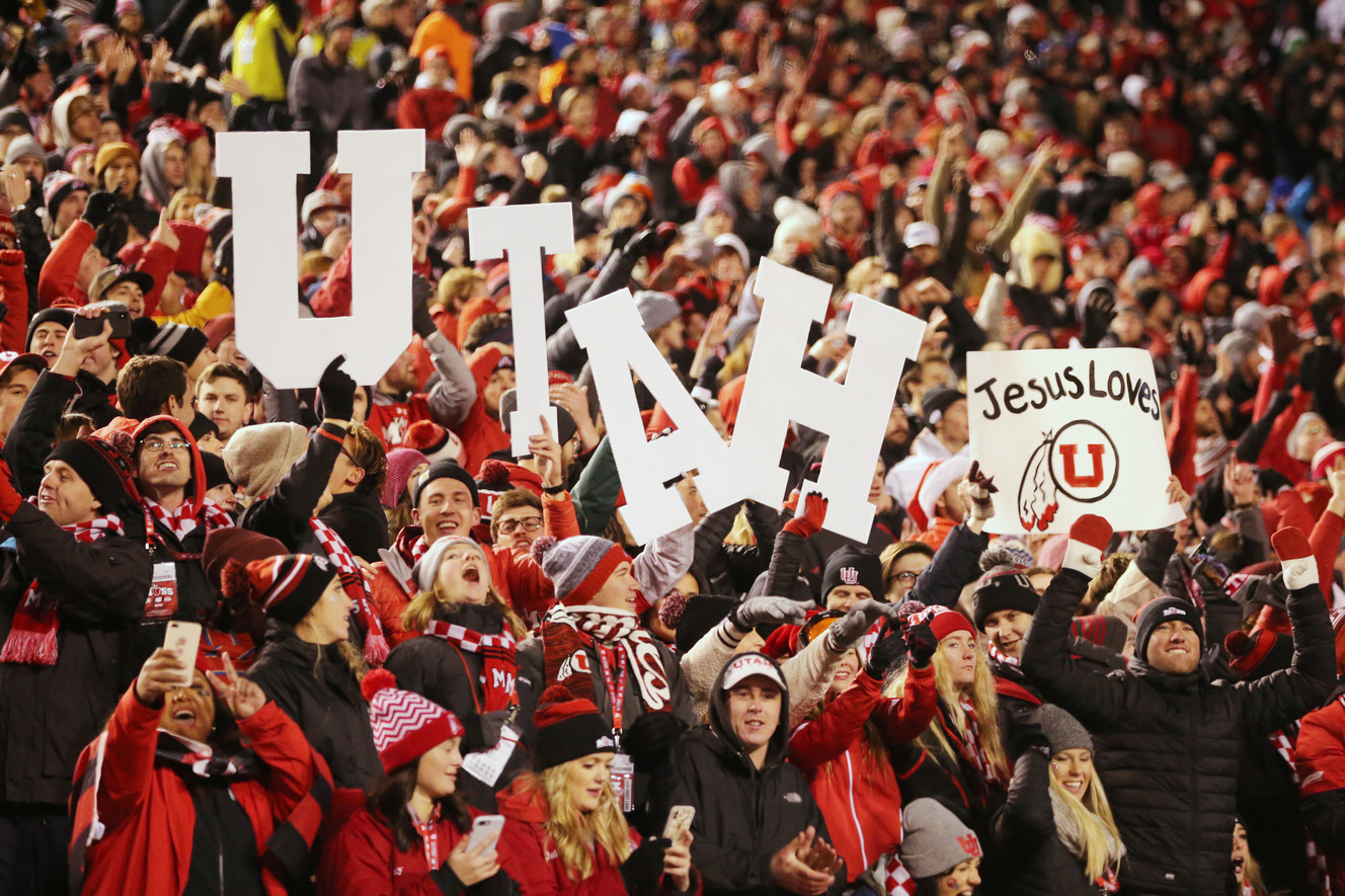 FILE - Utah fans cheer as BYU and Utah play at Rice Eccles Stadium in Salt Lake City on Saturday, Nov. 24, 2018. Utah won 35-27. (Photo: Scott G Winterton, KSL)