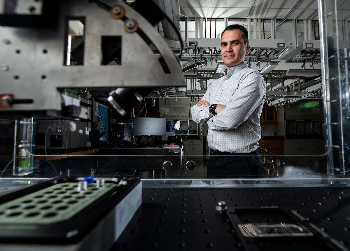 Brigham Young University associate professor Ryan Kelly works on identifying proteins within cancer cells at his laboratory in Provo on Friday Oct. 26, 2018. (Photo: Jaren Wilkey, BYU)