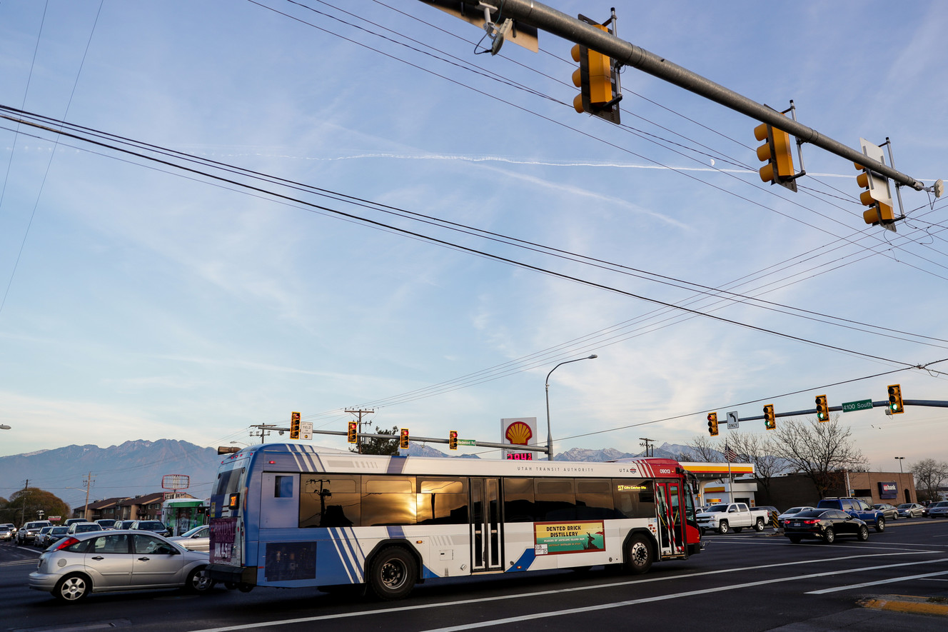 A Utah Transit Authority bus drives on Redwood Road in Salt Lake City on Thursday, Nov. 15, 2018. (Photo: Spenser Heaps, KSL)