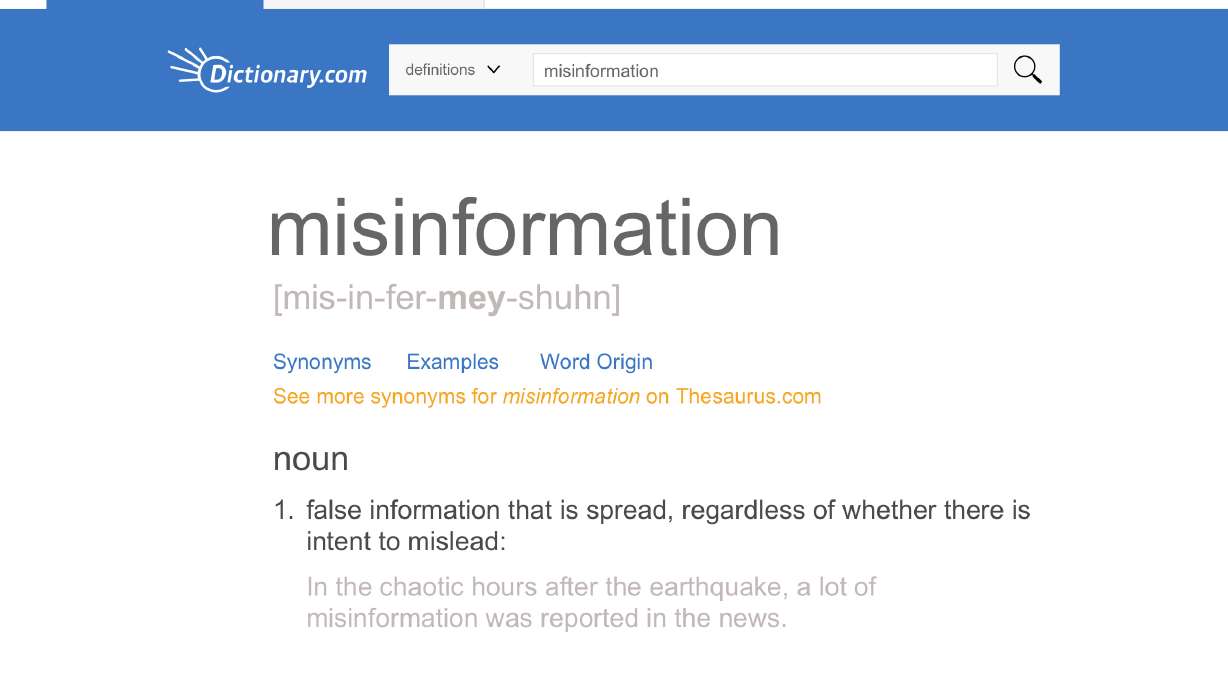 Dictionary.com chooses 'misinformation' as word of the year