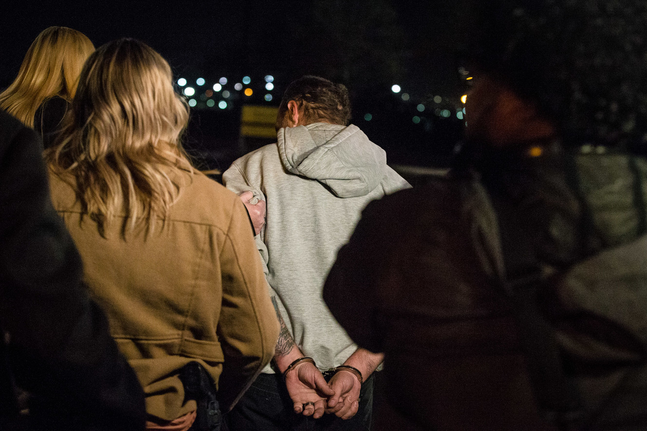Jeffery Black, 43, arrested for investigation of murder in the death of South Salt Lake police officer David Romrell, is escorted out of the Salt Lake County Sheriff's Office in Salt Lake City on Monday, Nov. 26, 2018. (Photo: Qiling Wang, KSL)
