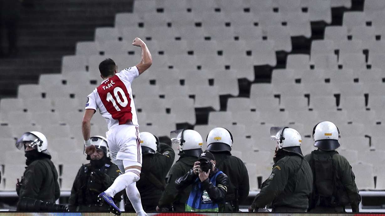Ajax rejoins Champions League elite with 2-0 win at AEK
