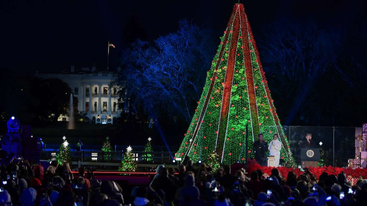 Trumps light National Christmas Tree south of White House