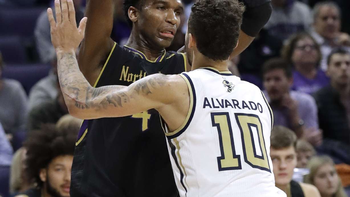 Northwestern leads big, holds on against Georgia Tech 67-61