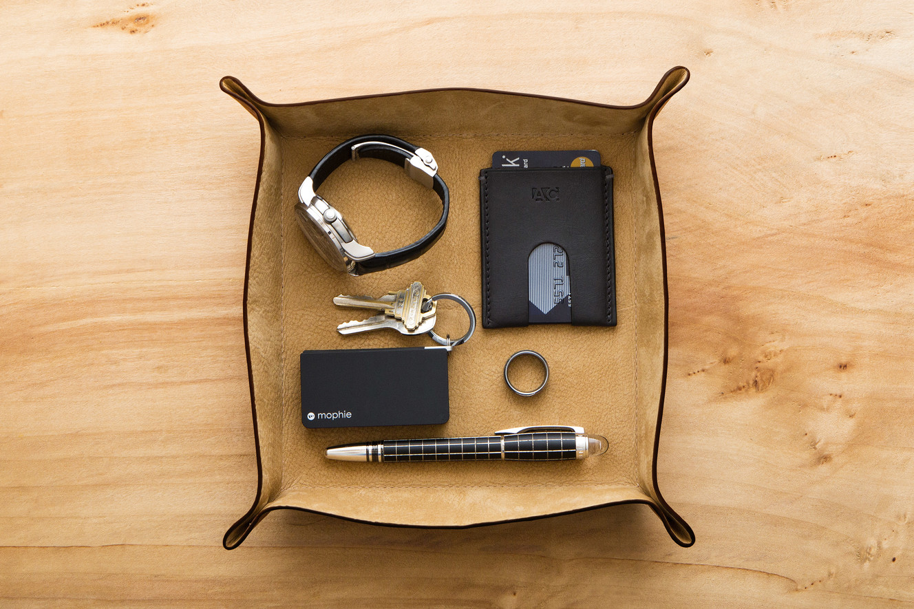 The leather catch-all serves as a holding place for all your daily necessities. (Photo: Amberly Asay, Method Communications)