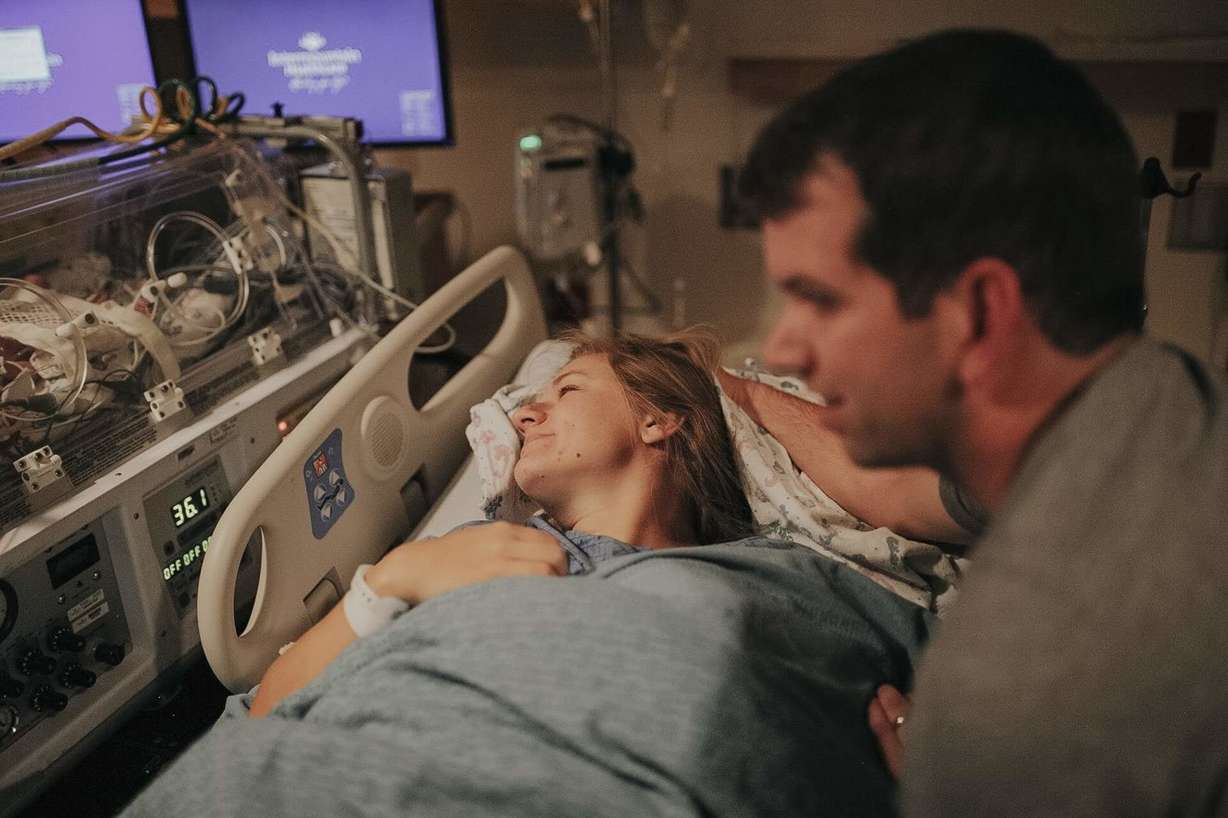 Evenlyn and Zac said it was a terrifying experience when their daughter Evelyn was born early. (Photo: Katelyn and Zac)